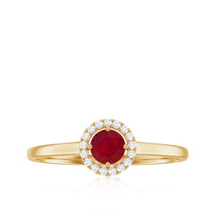 Natural Ruby Promise Ring with Diamond Halo