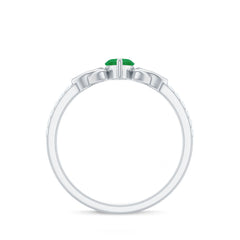 Natural Marquise Emerald Diamond Promise Ring with Celtic Knot