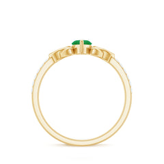 Natural Marquise Emerald Diamond Promise Ring with Celtic Knot