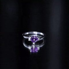 1 CT Heart Shape Amethyst Solitaire Promise Ring with Diamond