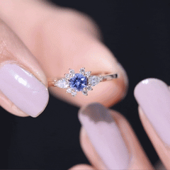 Natural Tanzanite Promise Ring with Diamond stones