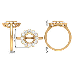Bezel Set Moonstone Statement Engagement Ring with Diamond Halo