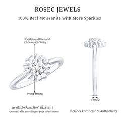 Brilliant Cut Moissanite Flower Promise Ring with Certificate