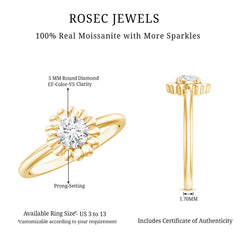 Brilliant Cut Moissanite Flower Promise Ring with Certificate
