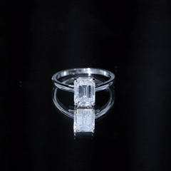 Solitaire 7X9MM Emerald Cut Moissanite Engagement Ring For Her