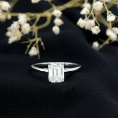 Solitaire 7X9MM Emerald Cut Moissanite Engagement Ring For Her