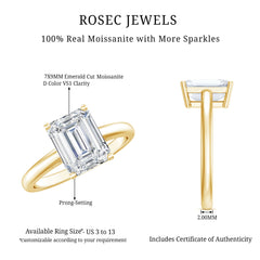 Solitaire 7X9MM Emerald Cut Moissanite Engagement Ring For Her