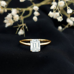 Solitaire 7X9MM Emerald Cut Moissanite Engagement Ring For Her