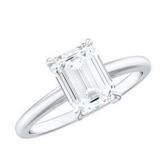 Certified 6X8MM Moissanite Emerald Cut Engagement Ring