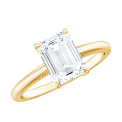 Certified 6X8MM Moissanite Emerald Cut Engagement Ring