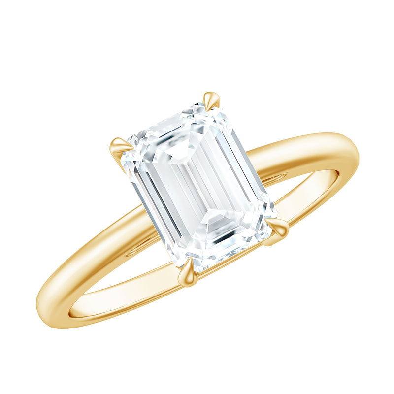 Certified 6X8MM Moissanite Emerald Cut Engagement Ring