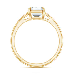 Certified 6X8MM Moissanite Emerald Cut Engagement Ring