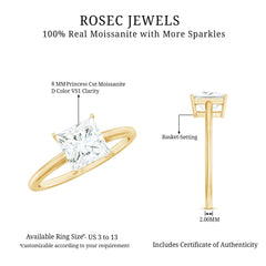 3 Carat Princess Cut Moissanite Solitaire Engagement Ring