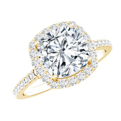 Victorian Style 8 MM Cushion Moissanite Halo Engagement Ring