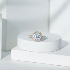 Victorian Style 8 MM Cushion Moissanite Halo Engagement Ring