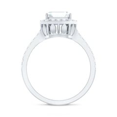 Certified Asscher Cut Moissanite Halo Engagement Ring for Women