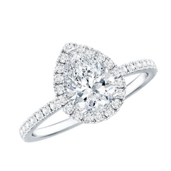 Certified Moissanite Teardrop Engagement Ring with Halo