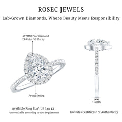 Certified Moissanite Teardrop Engagement Ring with Halo