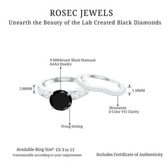 3.50 CT Created Black Diamond Solitaire Ring Set with Moissanite