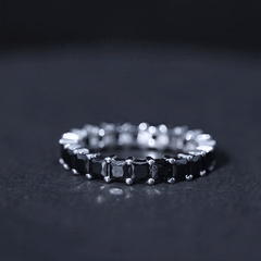 Princess Cut Lab Grown Black Diamond Eternity Band Ring