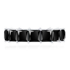 Princess Cut Lab Grown Black Diamond Eternity Band Ring