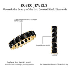 Princess Cut Lab Grown Black Diamond Eternity Band Ring