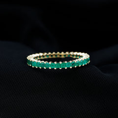 Princess Cut Natural Emerald Eternity Wedding Band