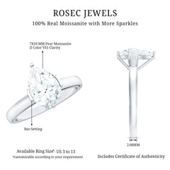 Teardrop Engagement Ring With Certified Moissanite