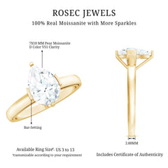 Teardrop Engagement Ring With Certified Moissanite