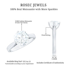 3 CT Cushion Moissanite Solitaire Engagement Ring