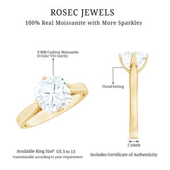 3 CT Cushion Moissanite Solitaire Engagement Ring