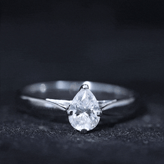 Certified Pear Shaped 5X7mm Moissanite Solitaire Engagement Ring
