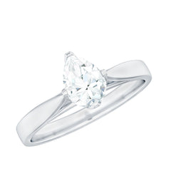 Certified Pear Shaped 5X7mm Moissanite Solitaire Engagement Ring