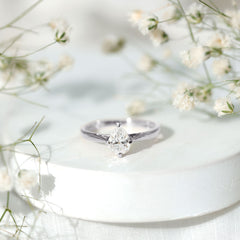 Certified Pear Shaped 5X7mm Moissanite Solitaire Engagement Ring