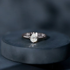 Certified Pear Shaped 5X7mm Moissanite Solitaire Engagement Ring