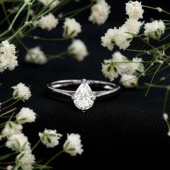 Certified Pear Shaped 5X7mm Moissanite Solitaire Engagement Ring