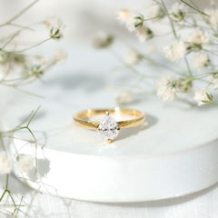 Certified Pear Shaped 5X7mm Moissanite Solitaire Engagement Ring