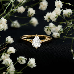 Certified Pear Shaped 5X7mm Moissanite Solitaire Engagement Ring