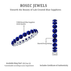 Certified Lab Grown Blue Sapphire Eternity Ring
