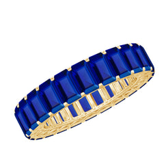 Certified Emerald Cut Lab Grown Blue Sapphire Eternity Band Ring