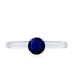 Natural Blue Sapphire Solitaire Ring in Basket Setting