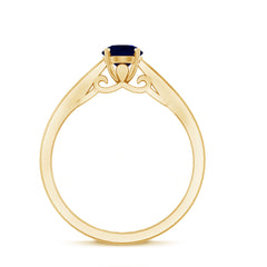 Natural Blue Sapphire Solitaire Ring in Basket Setting