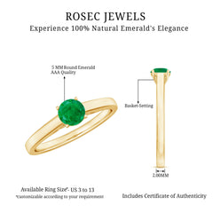 Round Shaped 5MM Emerald Solitaire Promise Ring for Her