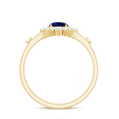 5mm Round Lab Created Blue Sapphire Classic Halo Ring with Diamond