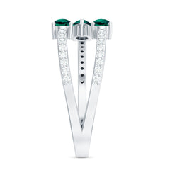 Certified Pear Shape Lab Grown Emerald Diamond Cocktail Ring