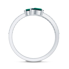Certified Pear Shape Lab Grown Emerald Diamond Cocktail Ring