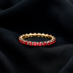 Shared Prong Set Round Created Ruby Full Eternity Band Ring
