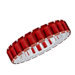Emerald Cut Lab Grown Ruby Full Eternity Wide Band Ring