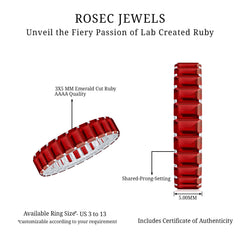 Emerald Cut Lab Grown Ruby Full Eternity Wide Band Ring