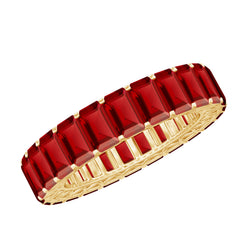 Emerald Cut Lab Grown Ruby Full Eternity Wide Band Ring